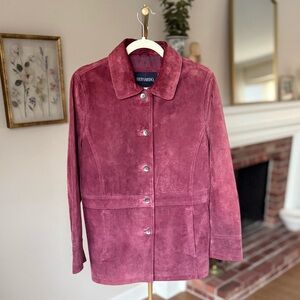 Bernardo Genuine Suede Leather Jacket Raspberry Pink Size S